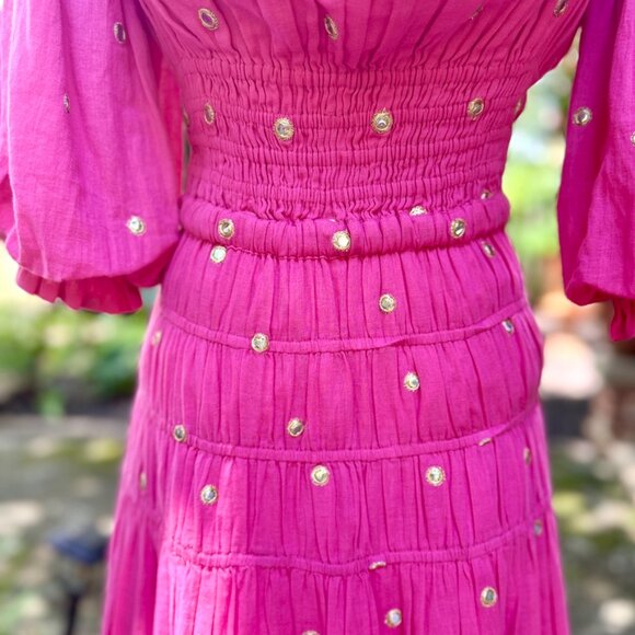 Love the Label Amelia Dress in Pink with Gold Mirror Embroidery – Size Small - Picture 5 of 7